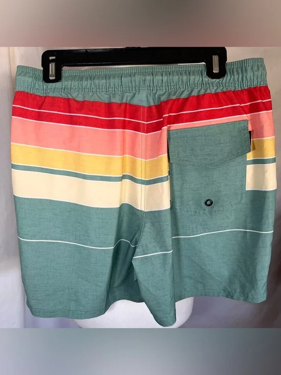 Ezekiel Men's Stripe Board Shorts Mint Green/Multicolor Stripes 34 Beach Pool - Picture 6 of 8